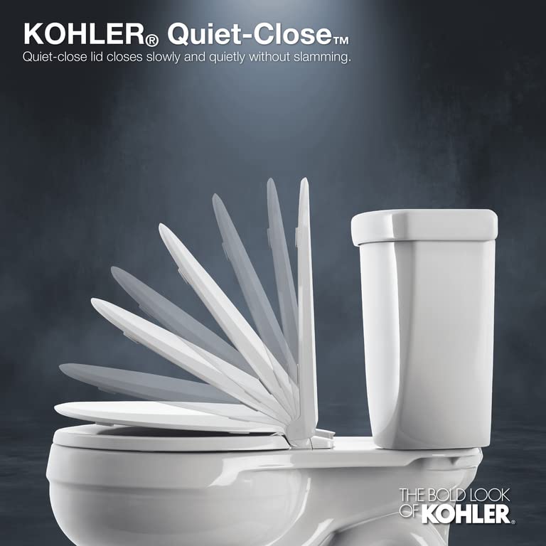 KOHLER 20454-96 Ridgewood Quiet-Close Toilet Seat, Elongated, Biscuit