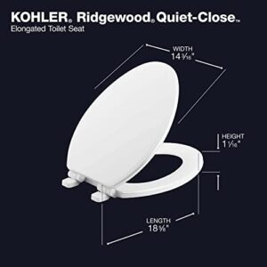 KOHLER 20454-96 Ridgewood Quiet-Close Toilet Seat, Elongated, Biscuit