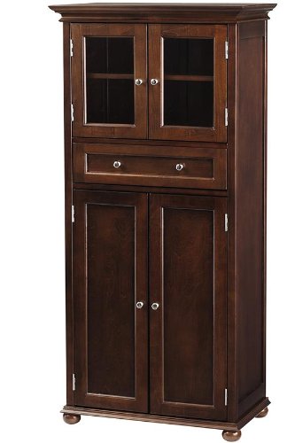 Home Decorators Collection Hampton Bay 1 Drawer Tall Bath Cabinet, 4-Door, Sequoia