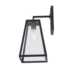 home decorators collection colonade collection 1-light sand black medium outdoor wall mount sconce with clear glass