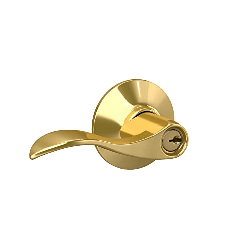 Schlage F51A ACC 505 Accent Door Lever, Keyed Entry Lock, Bright Brass