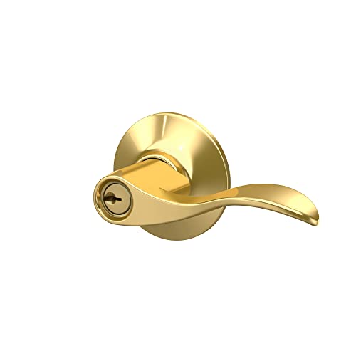 Schlage F51A ACC 505 Accent Door Lever, Keyed Entry Lock, Bright Brass