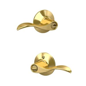 Schlage F51A ACC 505 Accent Door Lever, Keyed Entry Lock, Bright Brass