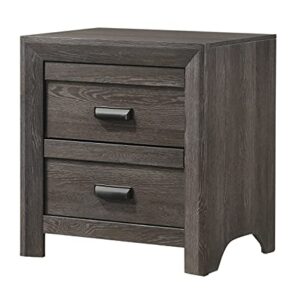 Rustic Style Grayish Brown 3pc King Size Bed Nightstand Set Solid Wood Master Bedroom Furniture