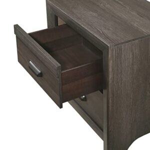 Rustic Style Grayish Brown 3pc King Size Bed Nightstand Set Solid Wood Master Bedroom Furniture