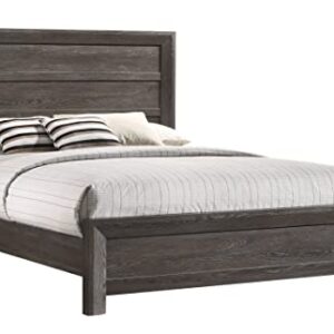Rustic Style Grayish Brown 3pc King Size Bed Nightstand Set Solid Wood Master Bedroom Furniture