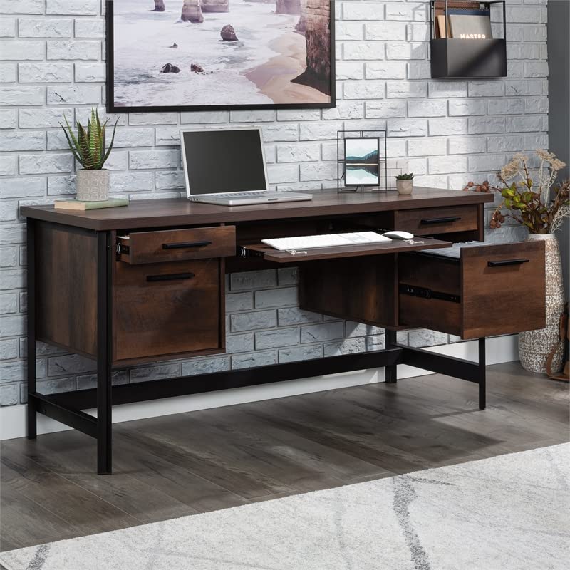 Sauder Briarbrook Engineered Wood and Metal Computer Desk in Barrel Oak