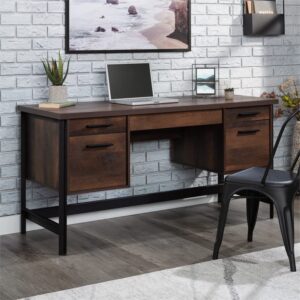 Sauder Briarbrook Engineered Wood and Metal Computer Desk in Barrel Oak