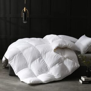 apsmile goose feathers down comforter king size luxurious all seasons duvet insert – ultra-soft 750 fill-power hotel collection comforter, 54 oz fluffy medium warmth, (106×90, solid white)