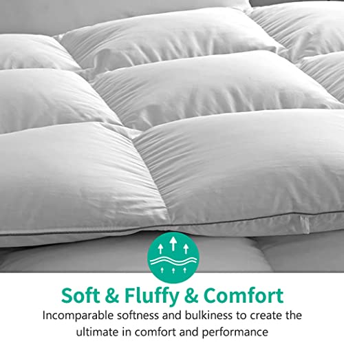 APSMILE Goose Feathers Down Comforter King Size Luxurious All Seasons Duvet Insert - Ultra-Soft 750 Fill-Power Hotel Collection Comforter, 54 Oz Fluffy Medium Warmth, (106x90, Solid White)