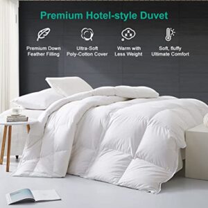 APSMILE Goose Feathers Down Comforter King Size Luxurious All Seasons Duvet Insert - Ultra-Soft 750 Fill-Power Hotel Collection Comforter, 54 Oz Fluffy Medium Warmth, (106x90, Solid White)