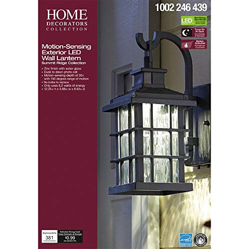 Home Decorators Collection Summit Ridge Collection Zinc Motion Sensor Outdoor Integrated LED Small Wall Mount Lantern