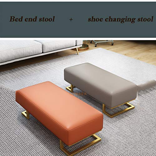 Articles for daily use European Style Bed end Stool Modern Light Luxury Iron Leather Sofa Hallway Shoe Changing Stool Bedroom Bed End Bench Rest Stool