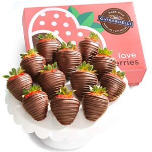 golden state fruit made with ghirardelli all milk chocolate covered strawberries, 12 count
