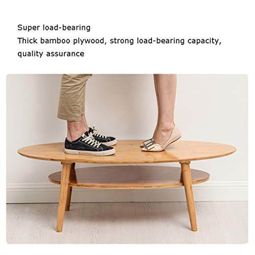 Articles for daily use Oval Natural Coffee Table, Open Bottom Coffee Table with Storage Shelf, Wooden Living Room Coffee Table, Easy to Assemble