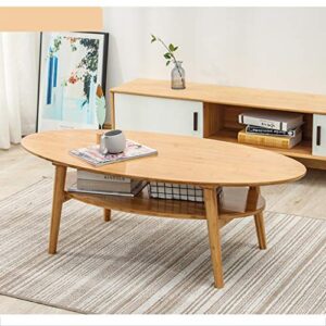 Articles for daily use Oval Natural Coffee Table, Open Bottom Coffee Table with Storage Shelf, Wooden Living Room Coffee Table, Easy to Assemble