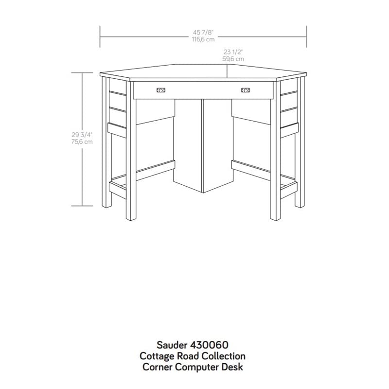 Sauder Cottage Road Coastal Engineered Wood Corner Desk in Mystic Oak