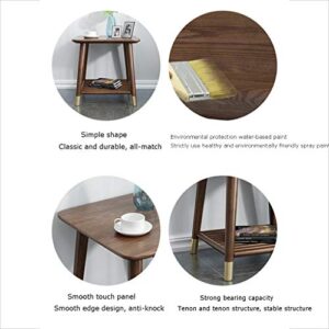 Articles for daily use All Solid Wood Light Luxury Small Coffee Table Bedside Table, ash Wood Sofa Walnut Color Round Side Table, Small Apartment Living Room Coffee Table