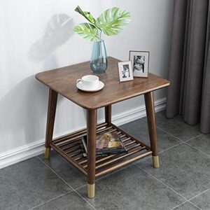 Articles for daily use All Solid Wood Light Luxury Small Coffee Table Bedside Table, ash Wood Sofa Walnut Color Round Side Table, Small Apartment Living Room Coffee Table