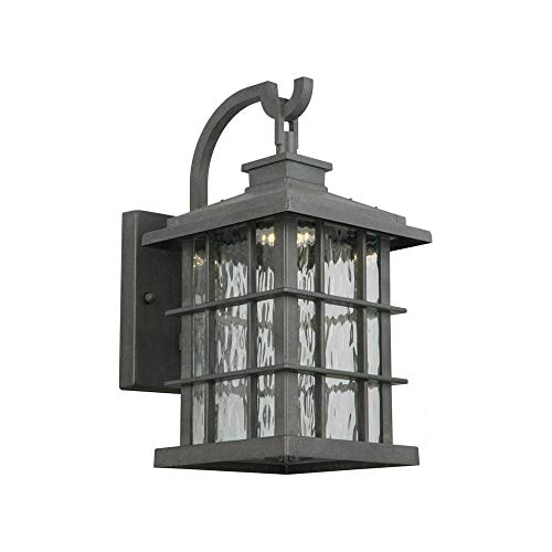 Home Decorators Collection Summit Ridge Collection Zinc Outdoor Integrated LED Dusk-to-Dawn Medium Wall Lantern