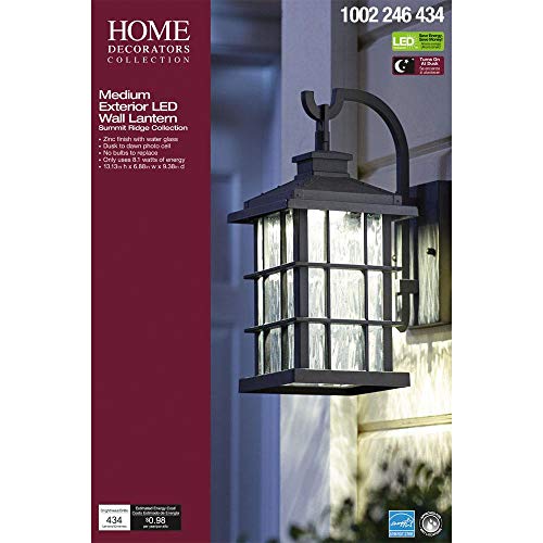 Home Decorators Collection Summit Ridge Collection Zinc Outdoor Integrated LED Dusk-to-Dawn Medium Wall Lantern