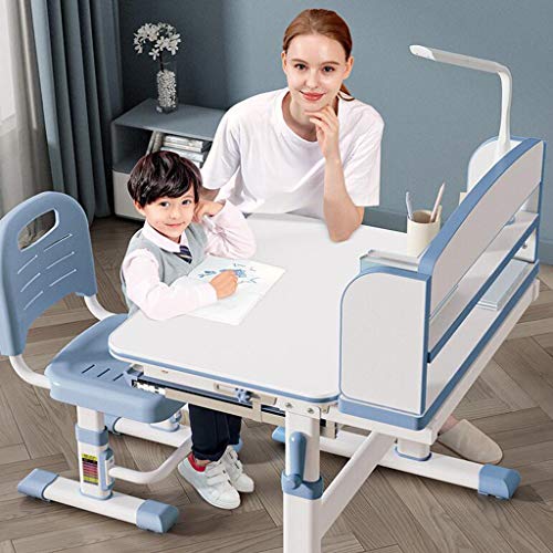 Articles for daily use Height-Adjustable Children’s Study Desk and Chair Set, Children’s Desk with LED Lights, Student Desks and Chairs with Storage Drawers, Bookshelves