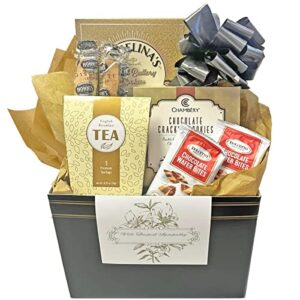 sympathy gift basket for loss of mother, loss of father, loss of loved one gourmet bereavement gift basket (tea and sympathy gift basket for loss)