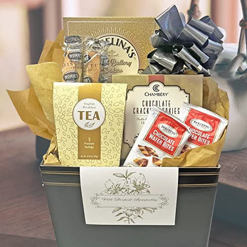 Sympathy Gift Basket for Loss of Mother, Loss of Father, Loss of Loved One Gourmet Bereavement Gift Basket (Tea and Sympathy Gift Basket for Loss)