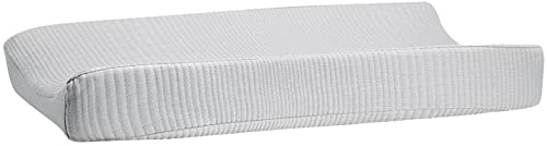 Pottery Barn Kids Changing Pad, 100% Organic Cotton Waterproof Contour Diaper Changing Pad for Dresser Top, Baby Changing Pad Cover (Platinum Grey)