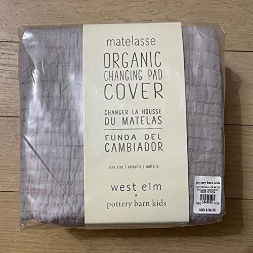 Pottery Barn Kids Changing Pad, 100% Organic Cotton Waterproof Contour Diaper Changing Pad for Dresser Top, Baby Changing Pad Cover (Platinum Grey)