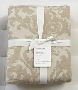 pottery barn jacquard medallion duvet cover king/california king & two euro shams~*ivory/flax/neutral*~