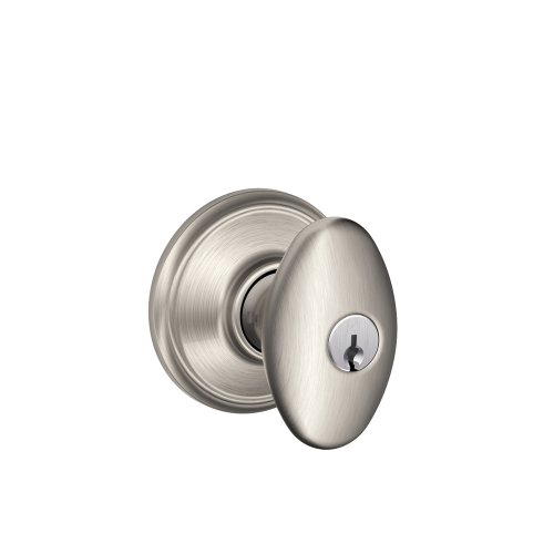 SCHLAGE F51A SIE 619 Siena Knob Keyed Entry Lock, Satin Nickel