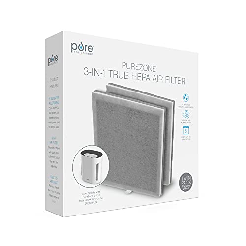 Pure Enrichment Genuine 3-in-1 True HEPA Replacement Filter for the PureZone Air Purifier - 2 Pack (PEAIRPLG)