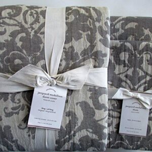 Pottery Barn Jacquard Medallion Duvet Cover King/California King & Two Euro Shams ~*Gray*~