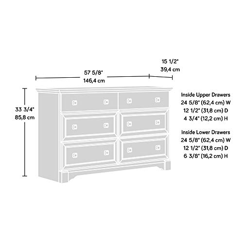 Sauder Palladia Dresser, L: 57.64" x W: 15.51" x H: 33.78", Split Oak Finish
