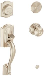 schlage f93cam619geo camelot inactive handleset with georgian knob, satin nickel