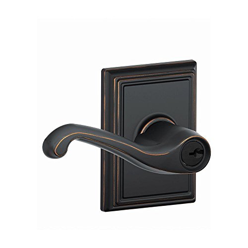 SCHLAGE F51A FLA 716 ADD Flair Lever with Addison Trim Keyed Entry Lock, Aged Bronze