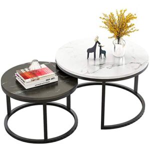 articles for daily use 2 piece nested round coffee table, metal frame mdf desktop living room coffee table, sofa snack table, living room and office decorative furniture coffee table