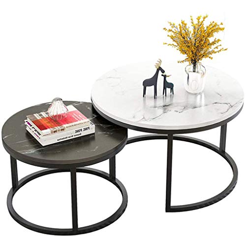 Articles for daily use 2 Piece Nested Round Coffee Table, Metal Frame MDF Desktop Living Room Coffee Table, Sofa Snack Table, Living Room and Office Decorative Furniture Coffee Table