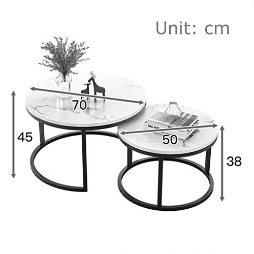 Articles for daily use 2 Piece Nested Round Coffee Table, Metal Frame MDF Desktop Living Room Coffee Table, Sofa Snack Table, Living Room and Office Decorative Furniture Coffee Table