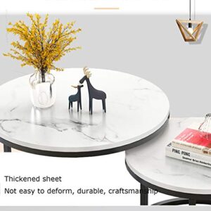 Articles for daily use 2 Piece Nested Round Coffee Table, Metal Frame MDF Desktop Living Room Coffee Table, Sofa Snack Table, Living Room and Office Decorative Furniture Coffee Table