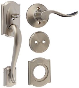 schlage f93cam619acc(rh) camelot dummy style handle set with accent interior right hand lever, satin nickel