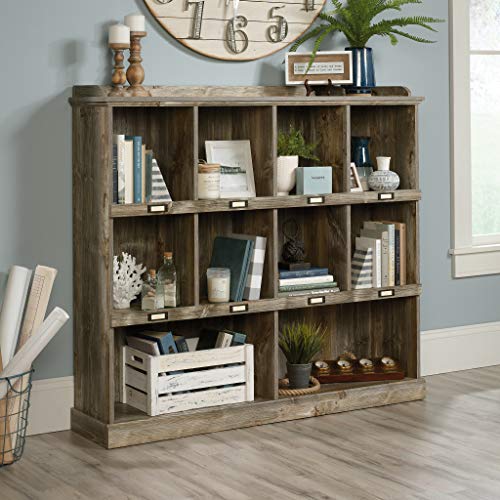 Sauder Granite Trace Storage Cabinet, L: 35.2" x W: 16.26" x H: 71.97", Rustic Cedar Finish & Granite Trace Bookcase, L: 53.15" x W: 12.21" x H: 47.52", Rustic Cedar Finish