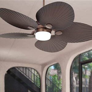 casa vieja 52″ casa breeze tropical coastal indoor outdoor ceiling fan with light led remote control oil brushed bronze palm leaf damp rated for patio exterior house porch gazebo garage barn