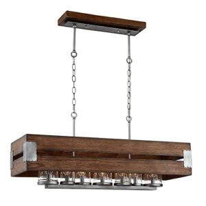 home decorators collection ackwood collection 7-light dark wood rectangular chandelier with clear seeded glass shades