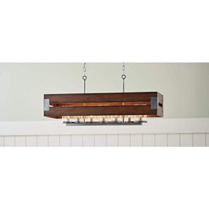 Home Decorators Collection Ackwood Collection 7-Light Dark Wood Rectangular Chandelier with Clear Seeded Glass Shades