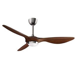 reiga 52-in brown modern ceiling fan with 3 wood grain color blades dimmable led lights remote control reversible etl dc motor, timer, silent ceiling fans for living room, farmhouse, garage