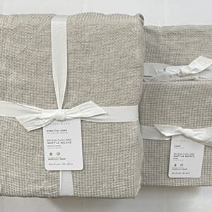 Pottery Barn Belgian Flax Linen Waffle Duvet Cover King/California King & Two Euro Shams ~Flax