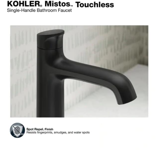 Kohler Mistos Battery Powered Touchless Single Hole Bathroom Faucet in Matte Black