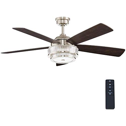 Home Decorators Collection 52384 Caldwell 52 in. LED Brushed Nickel Ceiling Fan